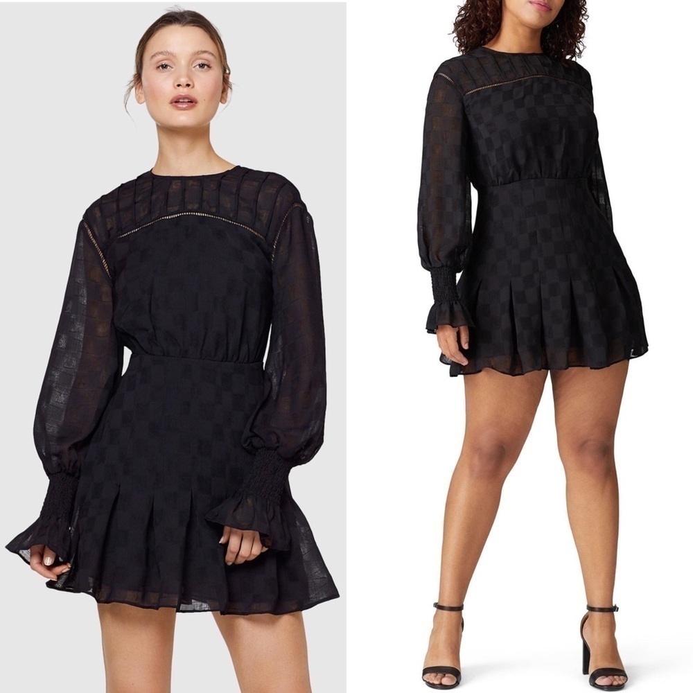 STEVIE MAY Bishop Sleeve Box Pleat Hem Witchy Checkerboard Whimsigoth Dress‎ XL